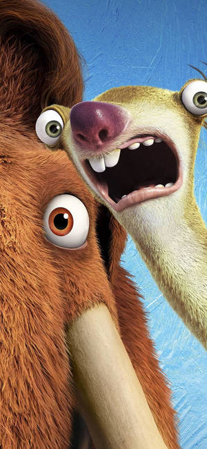 Ice Age Coliziune în Curs Manny și Sid — Galaxy A08 Fundal