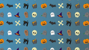 Icoane Spooky Halloween Albastre și Drăguțe — Drăguț estetic Halloween Fundal