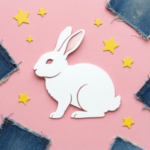 Estetică minimalistă NewJeans, cu siluetă de iepuraș și roz pastel. — Pixel Watch 5 Fundal