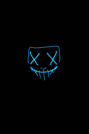 Mască Halloween LED Albastră Dim — Întuneric Fundal
