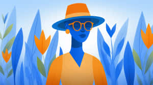 ilustrație,minimalist,vector,portret,femeie,pălărie,ochelari,mode,stil,modern,grafic,design,persoană,abstract,plantă fundaluri