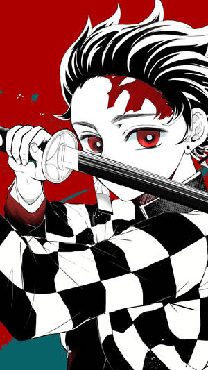 Ilustrație pentru telefon Demon Slayer Tanjiro — Demon slayer telefon Fundal