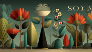 retro,vintage,ilustrație,mijloc de secol,modern,floral,plantă,abstract,design,artă,grafică,stilizat,poster,botanical,decorativ — Abstract Fundal