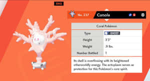 Ilustrație vibrantă a Pokémon-ului de tip fantomă, Cursola