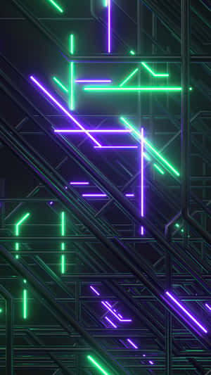 Imagine "Lumini de neon violet strălucind noaptea" — Mov neon Fundal