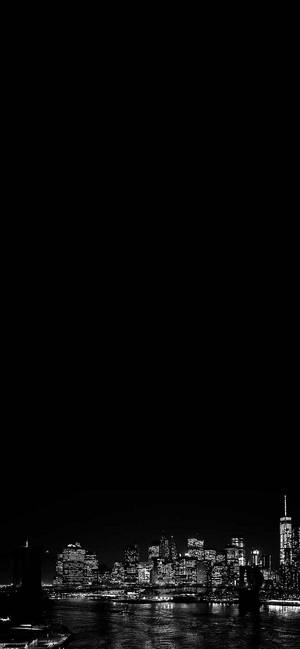 NYC skyline on black negative space iPhone XR wallpaper — iPhone Xr Fundal