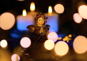 Fond de ecran înger de Crăciun design bokeh — Crăciun estetic Fundal