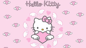 Inimă roz Hello Kitty cu aripi