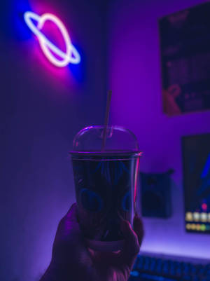 Inscripție LED estetică violet neon