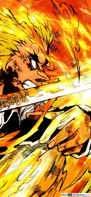 Rengoku atacând cu wallpaper-ul respirației flamande. — iPhone 13 Mini Fundal