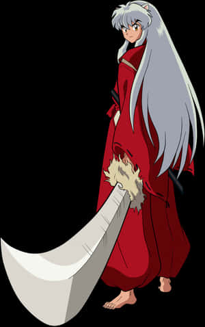 Inuyasha mânuiendo puternica sabie Tessaiga — Galaxy Z Fold 8 Fundal