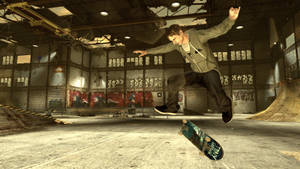 iPad Pro Tony Hawk în Skatepark Abandonat — iPad Pro Fundal