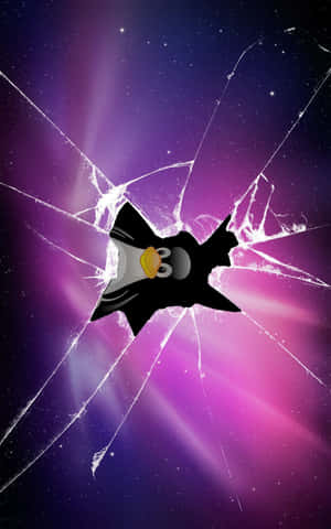 iPhone ecran spart Linux Penguin farsă — Pixel Tablet Fundal