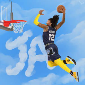 Ja Morant Dunks Jucătorul Memphis Grizzlies