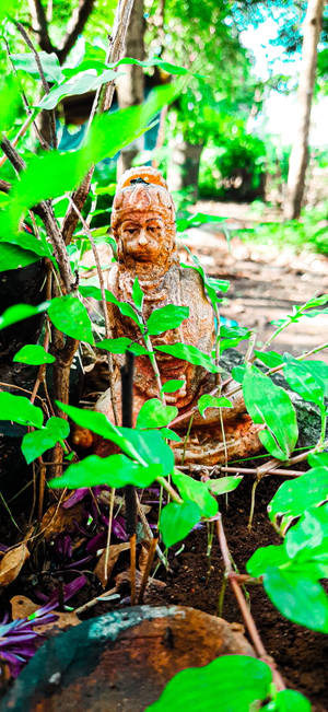 Jai Shree Ram Statuie în Pădure HD — iPhone 14 Pro Max Fundal