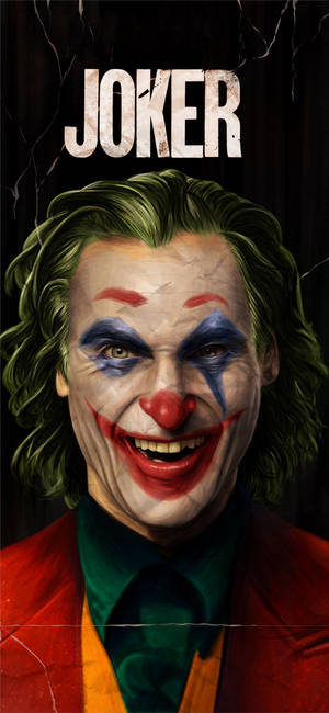Fond de ecran cu Joaquin Phoenix râdând în filmul Joker 2019 — iPhone 12 Fundal
