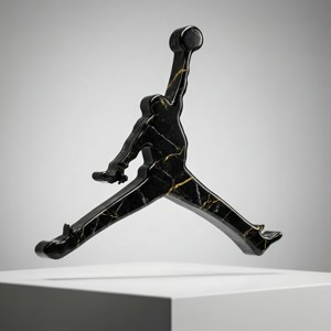 Un logo Jordan 3D luxos în marmură neagră cu vene de aur, iluminat de studio. — Galaxy Watch Fundal