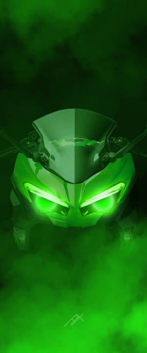 Kawasaki H2r Fum Verde — Galaxy Z Flip 6 Fundal
