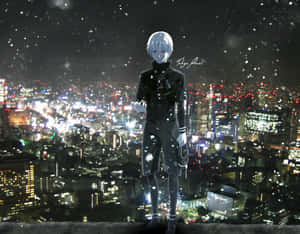 Ken Kaneki pe marginea clădirii în Tokyo Ghoul — Tokyo ghoul GIF Fundal