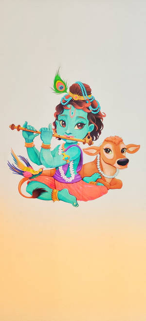 Krishna HD Artă Vaciță — Pixel 11 Fundal