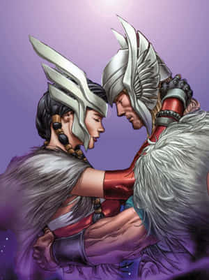 Lady Sif decolând într-o misiune — Galaxy Z TriFold Fundal