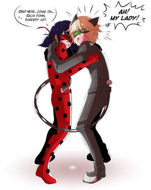 Ladybug și Cat Noir sărutându-se balon de vorbire wallpaper