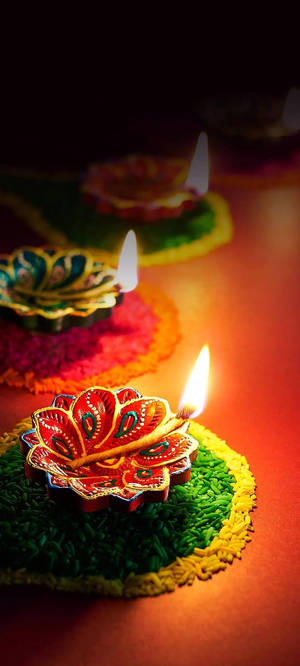 Wallpaper Diwali lampi cu ulei — iPhone 16 Plus Fundal