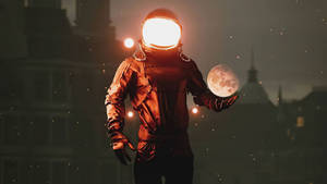 Fundal laptop cu astronaut estetic