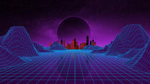 Laptop Tumblr cu Lună Mov Estetic — Violet neon estetic Fundal