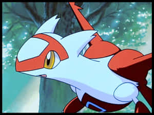Latias cu copac în fundal — Anime desktop Fundal