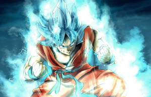 Dragon Ball Z San Goku Super Saiyan cu foc albastru, super broly personaj anime. — Dragon ball super GIF Fundal