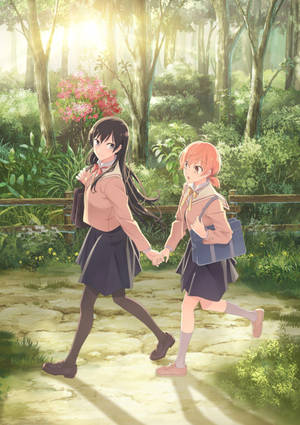 Fundal cu lesbiene anime în pădure — Anime Lesbian Fundal