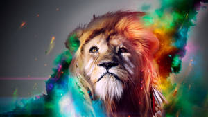 Fond de ecran Leu cu Fum Colorat. — 2560x1440 Fundal