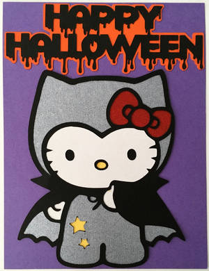 Wallpaper cu Hello Kitty liliac gri de Halloween — Hello Kitty Halloween Fundal