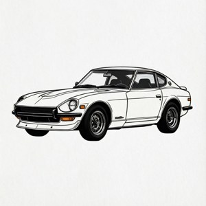 Artă liniară minimală a unui Datsun 240z — Pixel Watch 3 Fundal