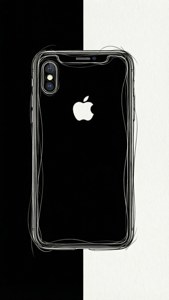 Un desen minimalist în linii al unui iPhone XR, alb-negru, tapet artistic elegant.