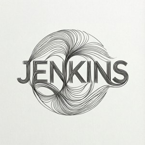 Artă minimalistă în linii a logo-ului Jenkins, pe fundal alb. — Pixel Watch 5 Fundal
