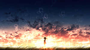 Liniște cu Flori de Sakura într-un Peisaj Anime — Anime frumoase Fundal