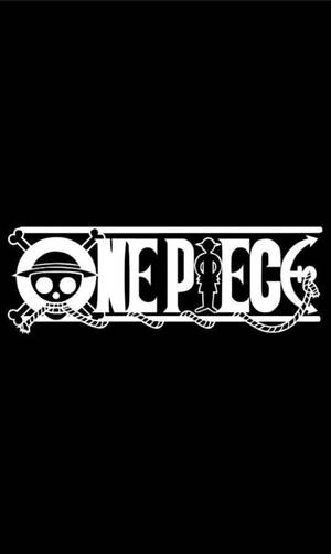 Logo One Piece pe telefon, fundal negru