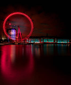 Tapet London Eye cu frumoasele lumini roșii scliptioare — Galaxy Z Fold Fundal