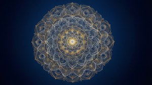 Mandală lotus geometrie sacră, cu auriu și alb pe albastru închis. — Floare de lotus Fundal