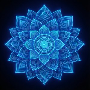 Mandala lotus neon albastru stralucitor — Albastru neon Fundal