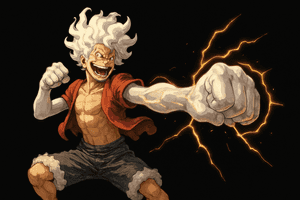 Luffy 4k, Luffy negru, Luffy, fundal Luffy, abstract negru, anime, fundal anime, bestie, alb, Gears 5