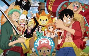One Piece Desktop Luffy Prieteni Pe Corabie — One piece desktop Fundal
