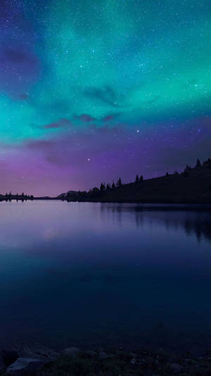 Aurora boreală pe cerul nopții wallpaper iPhone