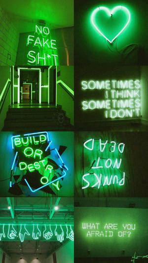 Lumini Neon Verde Pastel — Estetică verde neon Fundal