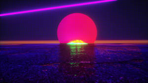 Tapet Lună neon cu linii orizontale — Neon lună Fundal