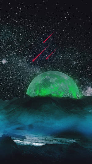 Fundal Lună Neon cu Meteoriți — Neon lună Fundal