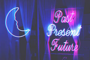 Fundal Lună Neon în Semilună — Neon lună Fundal