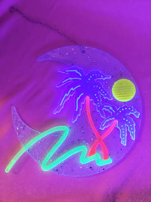 Lună neon luminescentă wallpaper — Neon lună Fundal